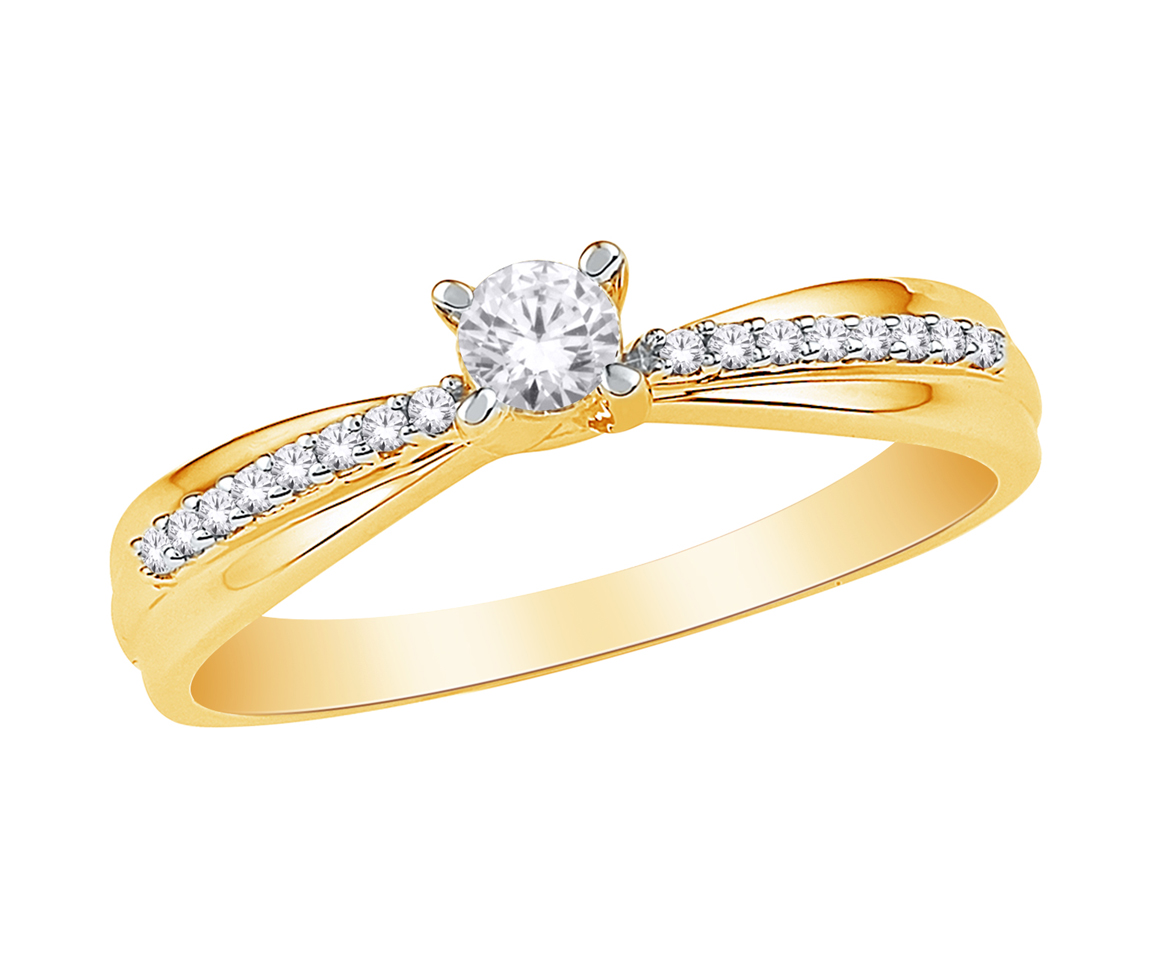 JOLIE BAGUE EN OR 10K 2 TONS SERTIE DE DIAMANTS - SK R18299Y25 - BIJOUX D'IMPORTATION