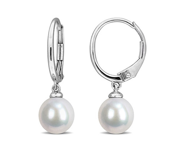 BOUCLES EN OR BLANC SERTIES DE PERLES DE CULTURE AVEC ATTACHES FRANÇAISES - DM FC2J9JJJ1E - PERLE D'IMPORTATION