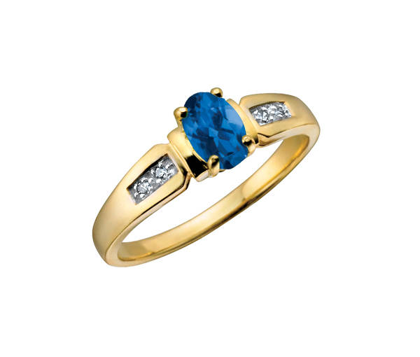 BAGUE EN OR SERTIE D'UNE PIERRE DE NAISSANCE ET DE DIAMANTS - CR DX219YSA - BIJOUX CANADIEN