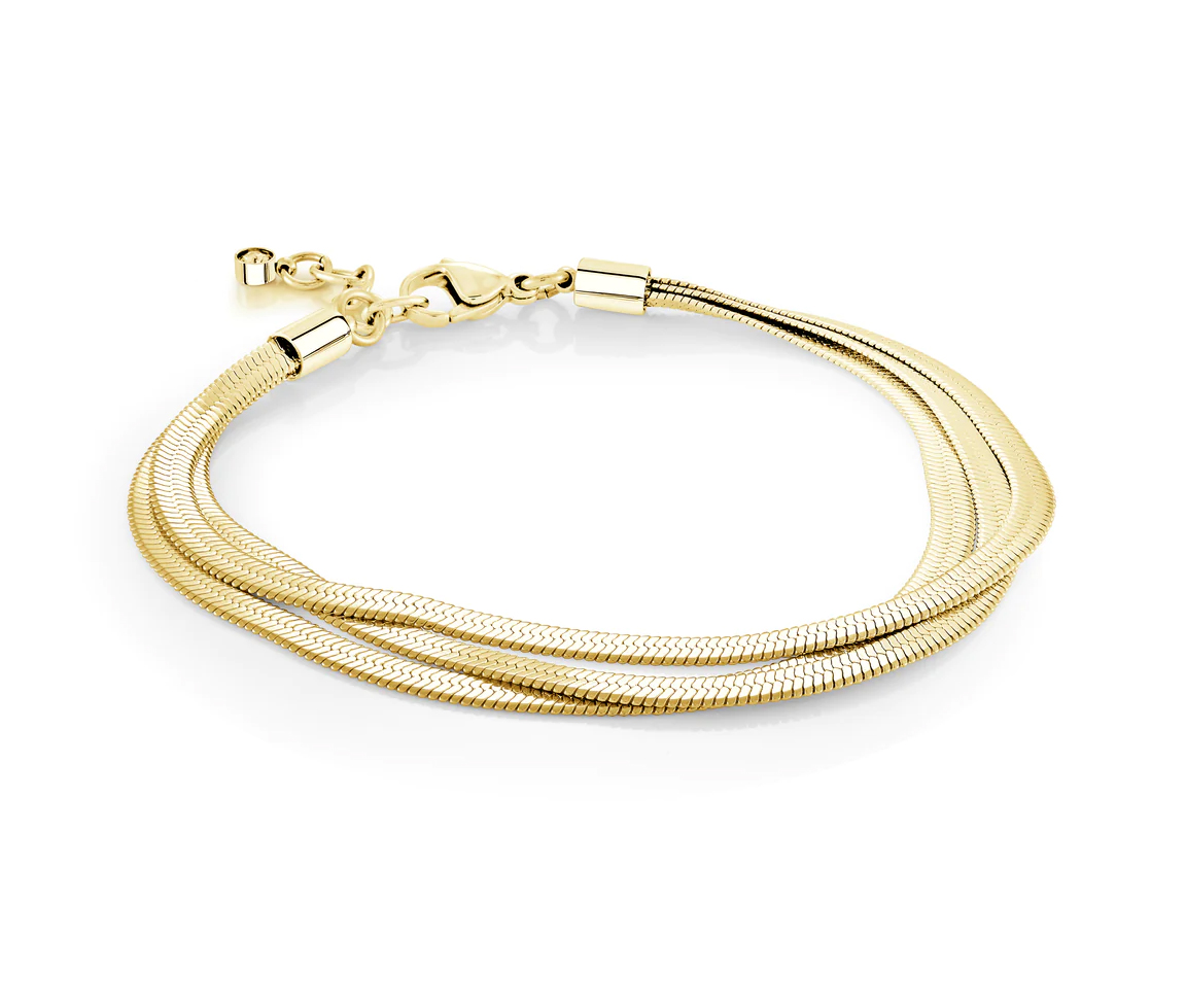 BRACELET EN ACIER À 3 RANGS AVEC MAILLE CHEVRONS - IG SWB199G - VELORIA