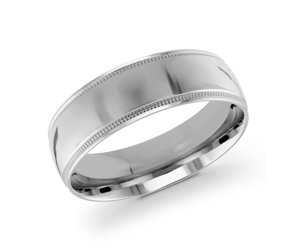 JONC EN OR 7MM DE LARGEUR AVEC MOTIF MILGRAIN SUR LES CÔTÉS - ML J102/7WL14 - MALO 