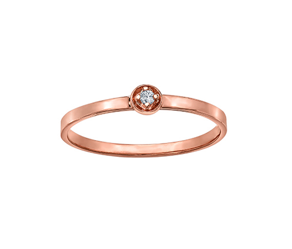 BAGUE EN OR 10K SERTIE D'UN DIAMANT - CR DD7201R - BIJOUX CANADIEN