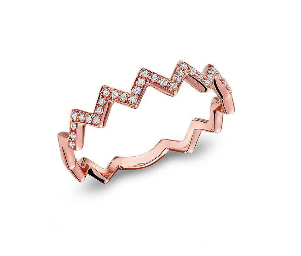 JONC ZIGZAG EMPILABLE EN OR SERTI DE DIAMANTS - BR 020410ZBR - R.N.B.