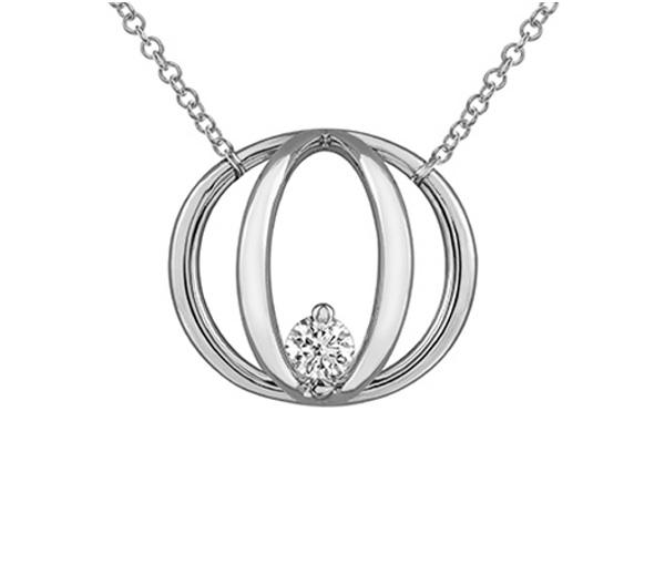 PENDENTIF DIAMANT EN CAGE EN OR BLANC SERTI D'UN DIAMANT CANADIEN - CR ML824W14 - DIAMANT CANADIEN