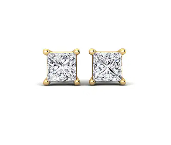BOUCLES EN OR JAUNE OU BLANC SERTIES DE CUBIQUES ZIRCONIAS PRINCESSES - MB SCZP25Y - BIJOUX D'IMPORTATION