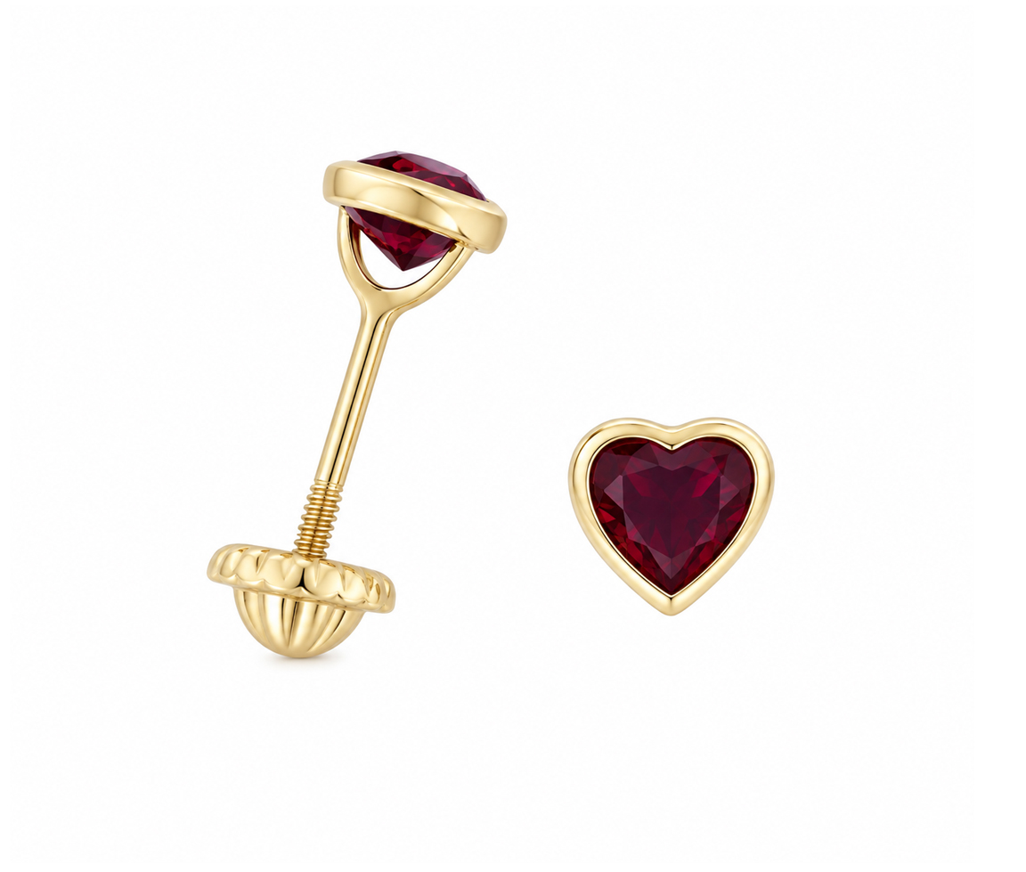 BOUCLES VISSÉES CZ COEUR PIERRE DE NAISSANCE - IN NU06/01 - BIJOUX D'IMPORTATION