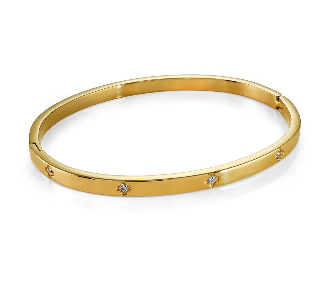 BRACELET BANGLE EN ACIER SERTI DE CUBIQUES ZIRCONIAS - IG SWBG121GO - VÉLORIA