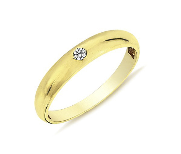 BAGUE EN OR 10K JAUNE OU BLANC SERTIE D'UN DIAMANT