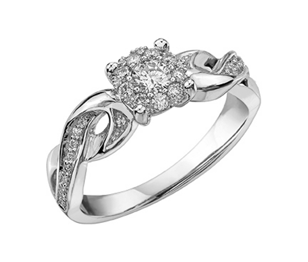 BAGUE EN OR 10K SERTIE DE DIAMANTS - CR DD3029W - BIJOUX CANADIEN