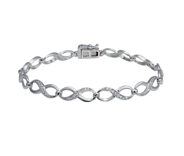 BRACELET SIGNE INFINI EN ARGENT RHODIÉ SERTI DE CUBIQUES ZIRCONIAS - SP GMB00104RH - BIJOUX D'IMPORTATION