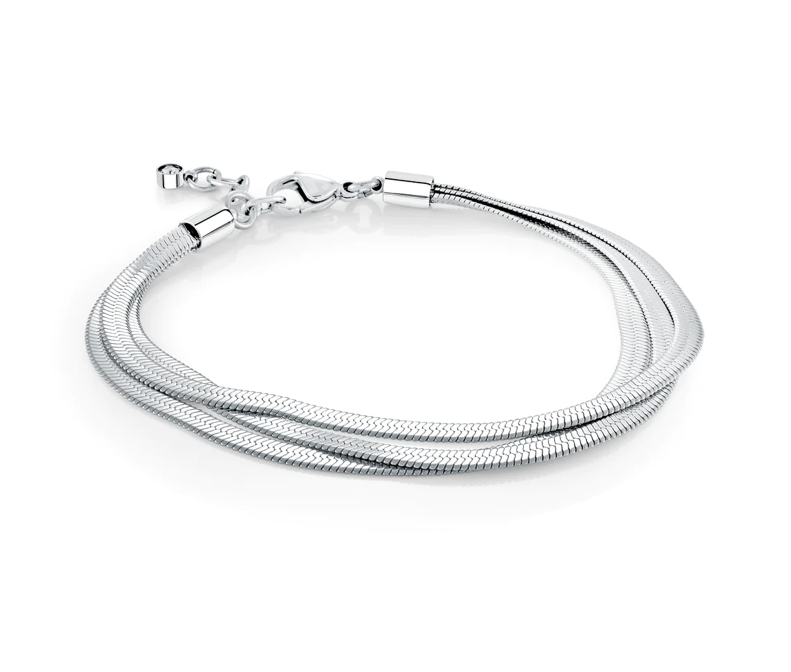 BRACELET EN ACIER À 3 RANGS AVEC MAILLE CHEVRONS - IG SWB199S - VELORIA