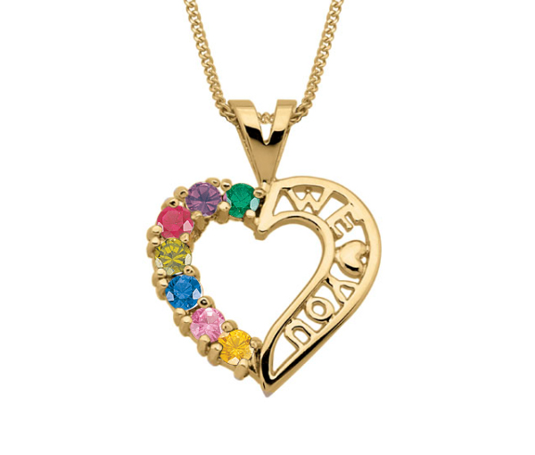 PENDENTIF COEUR 10K BL. 3 À 7 PIERRES - PG 30010Y14 - PERSONALIZED GEM