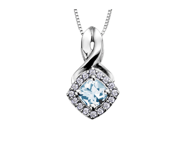 PENDENTIF EN OR BLANC SERTI DE PIERRES DE NAISSANCE VARIÉES ET DE DIAMANTS - CR DX567WAQ - BIJOUX CANADIEN