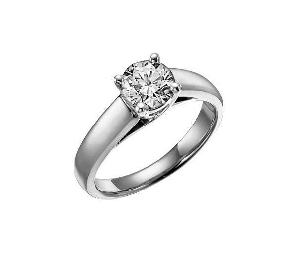 BAGUE STYLE SOLITAIRE EN OR 14K SERTIE D'UN DIAMANT CANADIEN - CR DX208W70 - BIJOUX CANADIEN