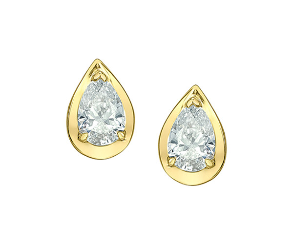 BOUCLES EN OR JAUNE SERTIES DE DIAMANTS DE LABORATOIRE - CR 70021 - BIJOUX CANADIEN