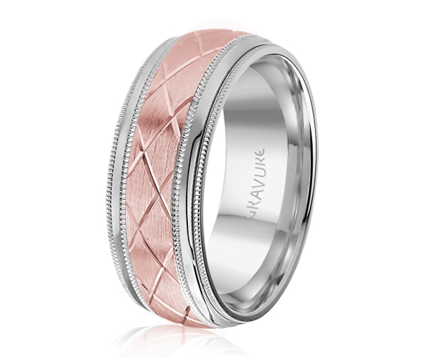 JONC EN OR OU EN PLATINE AVEC MOTIF EN X ET MILGRAIN - ML GH1183WP14 - MALO 