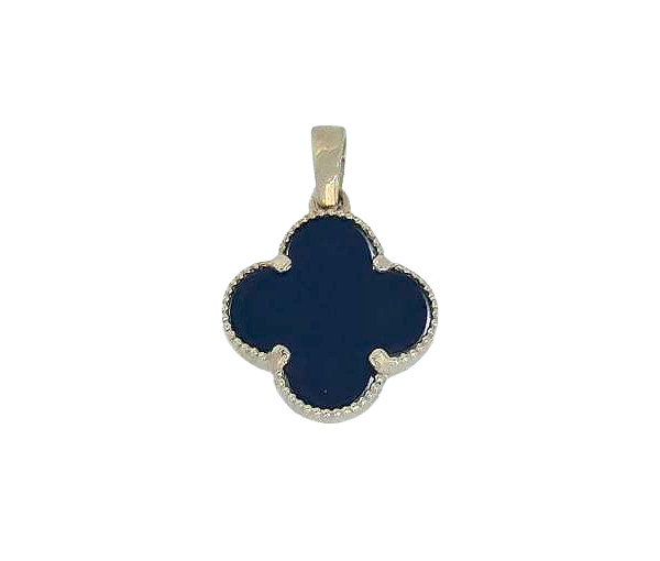 PENDENTIF TRÈFLE EN OR SERTI D'UN ONYX - MB TREPEON13 - BIJOUX D'IMPORTATION