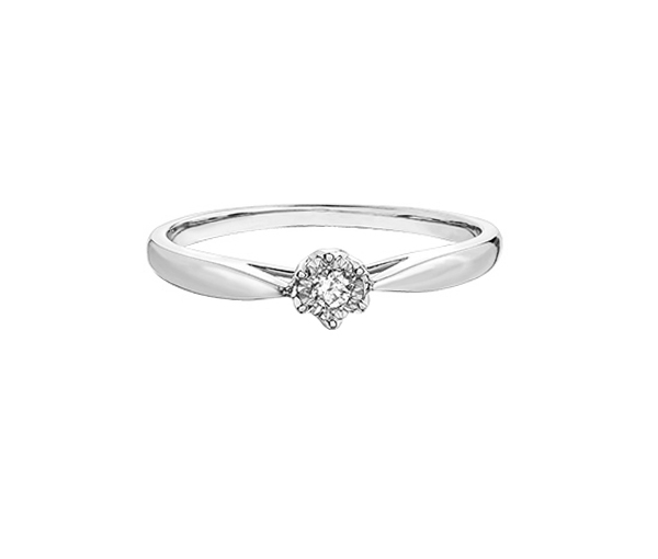 BAGUE EN OR 10K 2 TONS SERTIE D'UN DIAMANT - CR DX815WW05 - BIJOUX CANADIEN