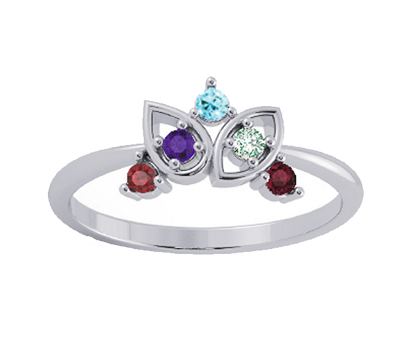 BAGUE FAMILLIALE EN ARGENT OU EN OR SERTIE DE PIERRES VÉRITABLES - BH FJ126ARG - BEVERLY HILLS