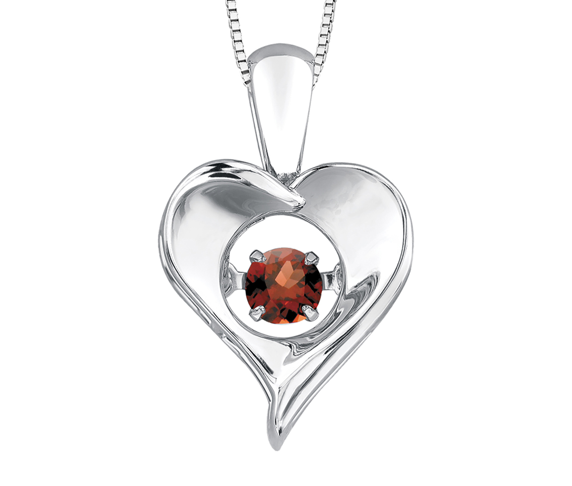 PENDENTIF COEUR EN ARGENT SERTI D'UNE PIERRE DE NAISSANCE DANSANTE - CR DX664SGA - BIJOUX CANADIEN