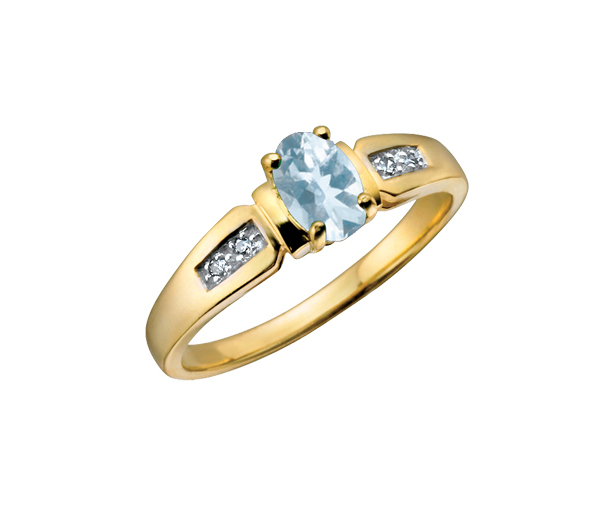 BAGUE EN OR SERTIE D'UNE PIERRE DE NAISSANCE ET DE DIAMANTS - CR DX219YAQ - BIJOUX CANADIEN