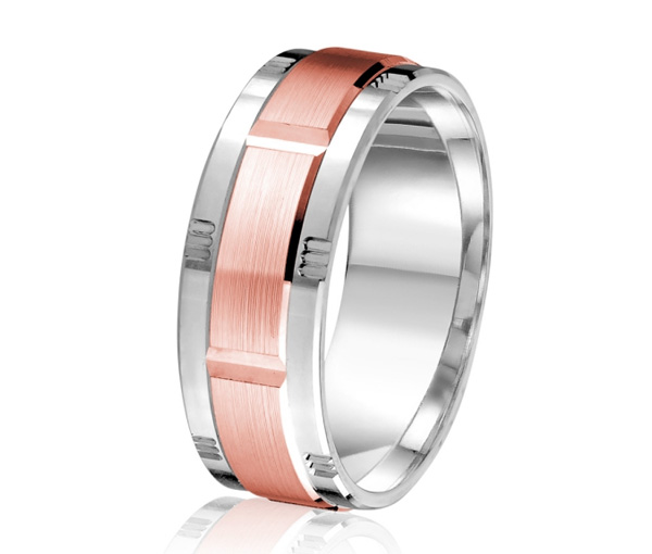 JONC EN OR OU EN PLATINE AVEC MOTIF BLOC ET SATINÉ AU CENTRE - ML GH1453WP10 - MALO 