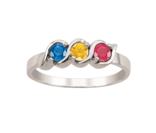 BAGUE FAMILLIALE EN ARGENT OU EN OR SERTIE DE 2 À 5 PIERRES - PG 20026ARG - PERSONALIZED GEM