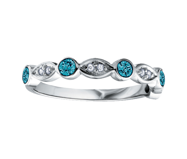 JONC EN OR BLANC SERTI DE PIERRES DE COULEURS VARIÉES ET DE DIAMANTS - CR DX463WBL - BIJOUX CANADIEN