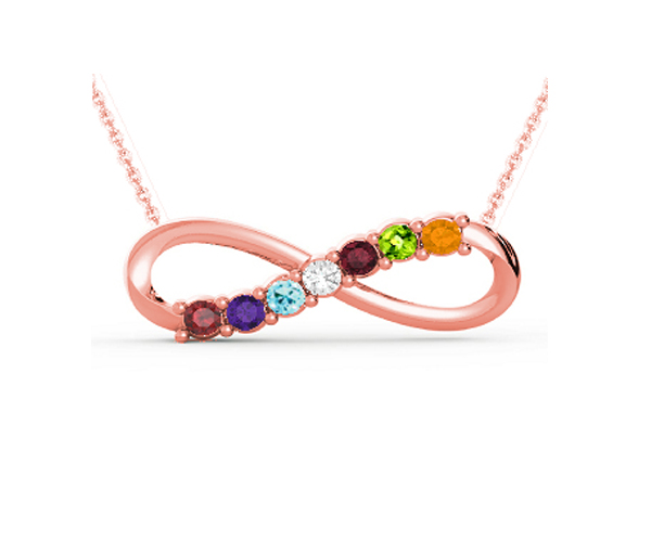 PENDENTIF FAMILIAL INFINI EN ARGENT OU EN OR SERTI DE PIERRES VÉRITABLES - BH FG104PR14 - BEVERLY HILLS