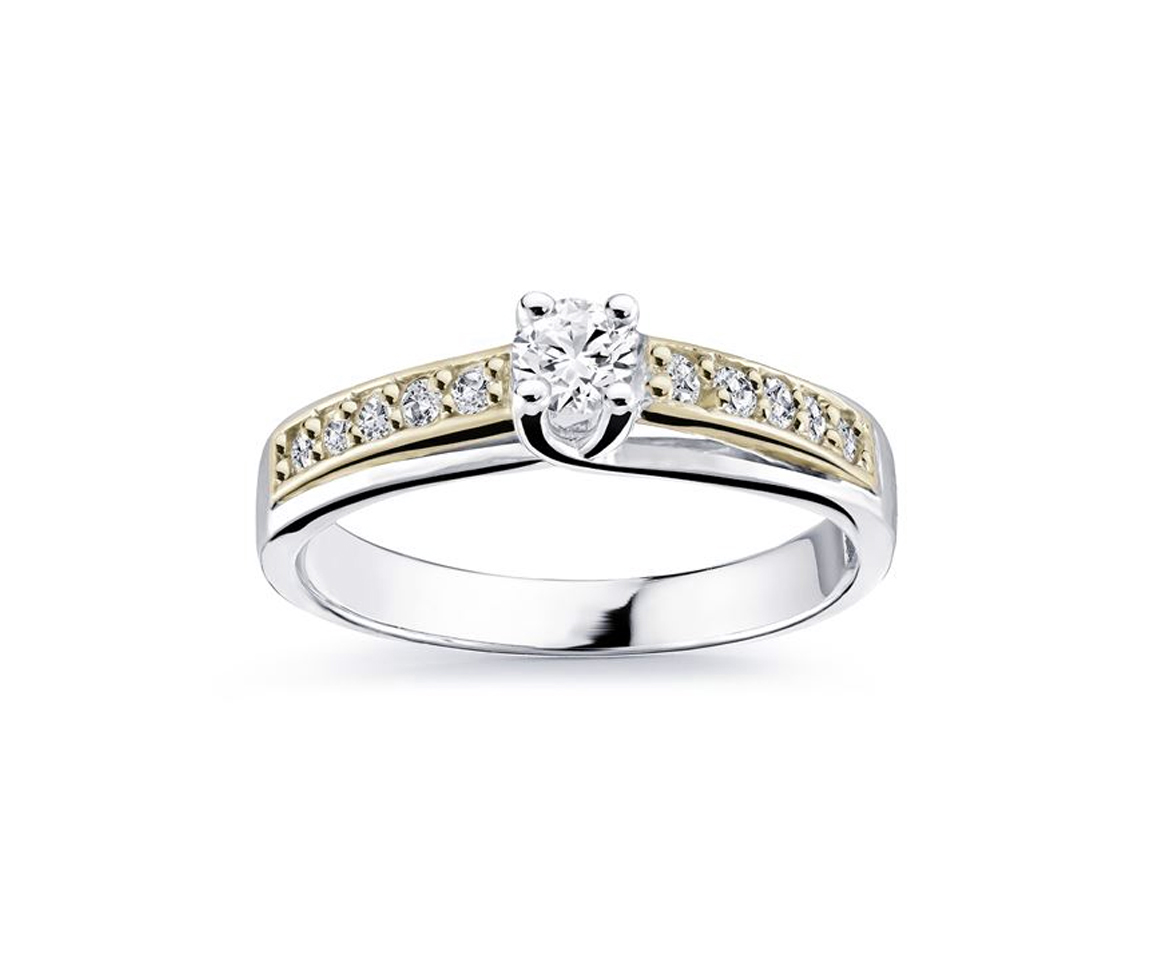 BAGUE EN OR 14K 2 TONS SERTIE DE DIAMANTS - ML FDC115AWY - MALO 