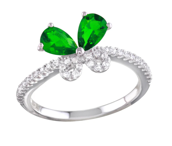 BAGUE PAPILLON EN ARGENT RHODIÉ SERTIE DE CUBIQUES ZIRCONIAS - SP BGR01164V5 - BIJOUX D'IMPORTATION