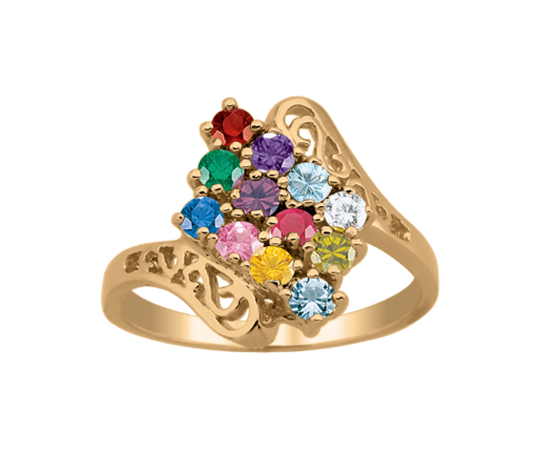 BAGUE FAMILIALE EN ARGENT OU EN OR 10K SERTIE DE 2-12 PIERRES - PG 20192Y/14 - PERSONALIZED GEM