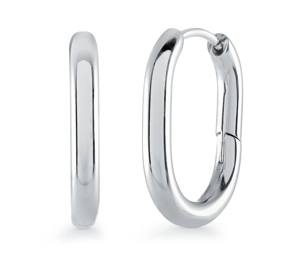 BOUCLES HUGGIES OVALES EN ACIER OU ACIER/PVD OR - IG SEA472 - VELORIA