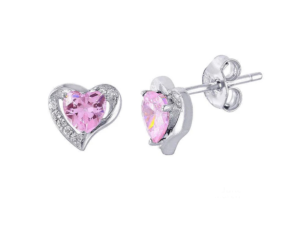 BOUCLES EN FORME DE COEUR SERTIES DE CUBIQUES ZIRCONIAS AUX COULEURS DE PIERRES DE NAISSANCES - SP STE01028/10 - BIJOUX D'IMPORTATION