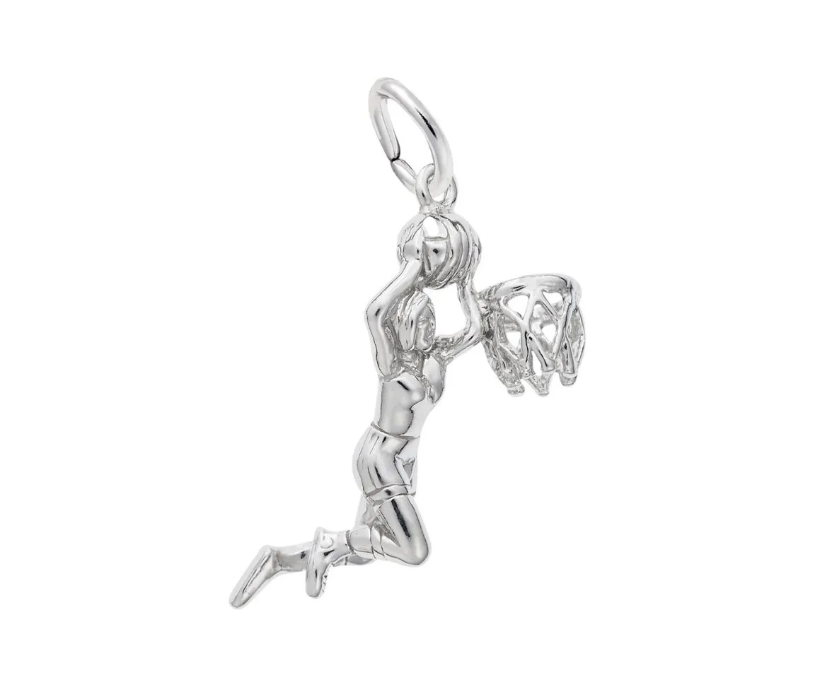 PENDENTIF JOUEUSE DE BASKETBALL EN ARGENT OU EN OR - NU 6207ARG - NUCO/REMBRANDT 