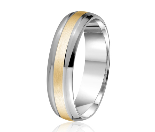 JONC EN OR OU PLATINE AVEC MOTIF SATINÉ AU CENTRE - ML GH842WY18 - MALO 