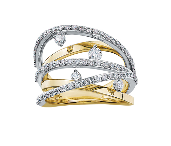 BAGUE EN OR 10K SERTIE DE DIAMANTS CANADIENS ET DE DIAMANTS - CR AM264Y - DIAMANT CANADIEN