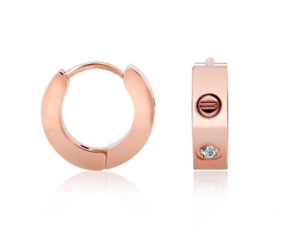 BOUCLES HUGGIES ACIER PLAQUÉ OR ROSE CZ - AZ SSE92R - AREZZO