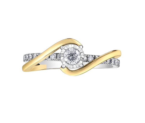 BAGUE EN OR 2 TONS SERTIE DE DIAMANTS - CR DD7939YW - BIJOUX CANADIEN