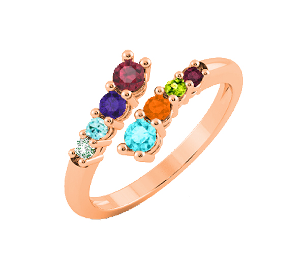 BAGUE FAMILIALE EN OR 10K SERTIE DE PIERRES VÉRITABLES - BH FJ131R14 - BEVERLY HILLS