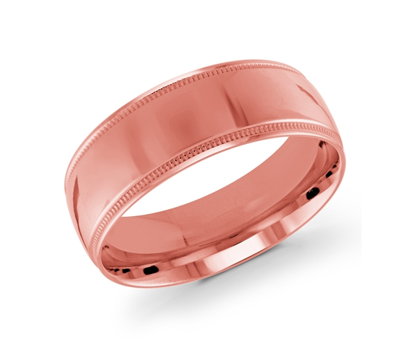 JONC EN OR 8MM DE LARGEUR AVEC MOTIF MILGRAIN SUR LES CÔTÉS - ML J102/8PL14 - MALO 