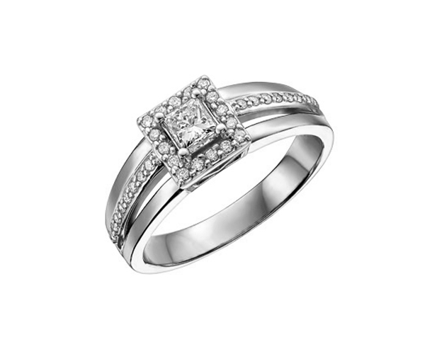 BAGUE EN OR 14K 2 TONS SERTIE DE DIAMANTS - CR DX456WW40 - BIJOUX CANADIEN