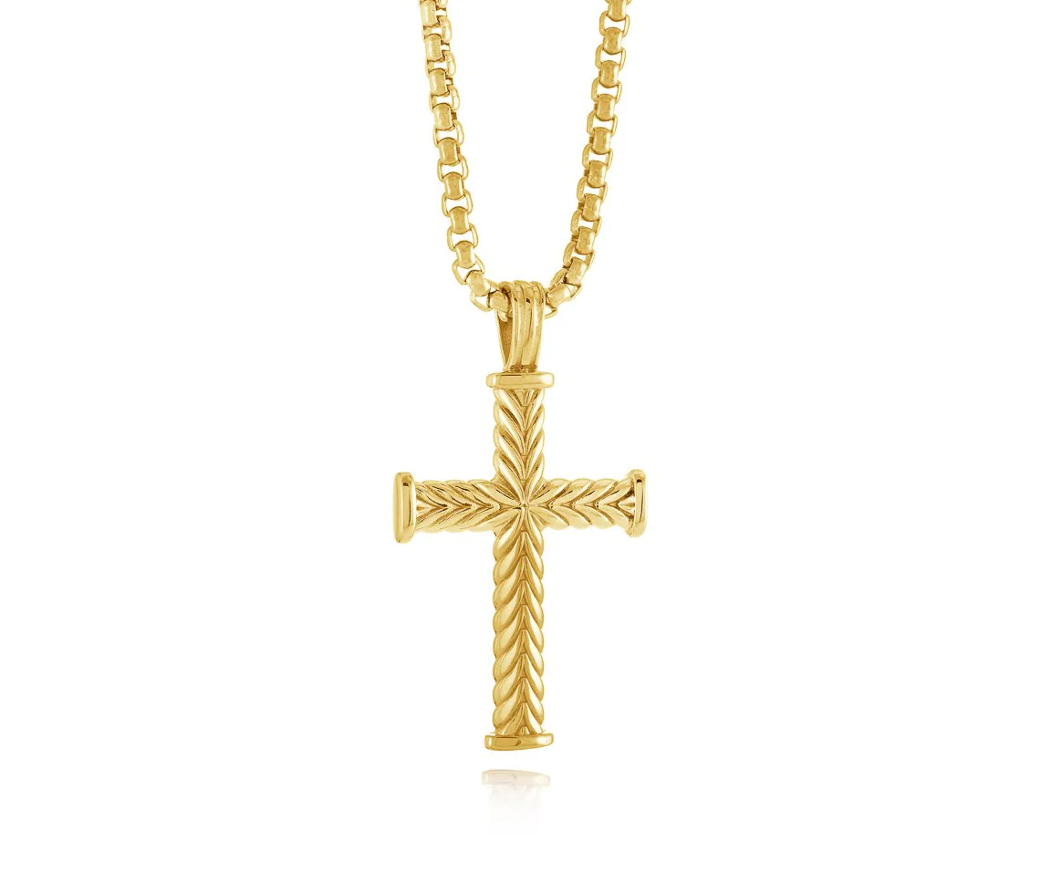 PENDENTIF CROIX EN ACIER AVEC CHAINE - IG SC184GO - ITALGEM