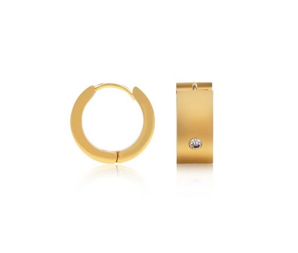 BOUCLES HUGGIES EN ACIER SERTIES DE CUBIQUES ZIRCONIAS - AZ SSE115G - AREZZO