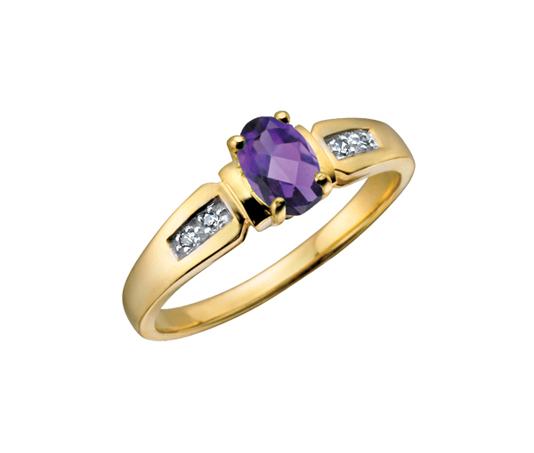 BAGUE EN OR SERTIE D'UNE PIERRE DE NAISSANCE ET DE DIAMANTS - CR DX219YAM - BIJOUX CANADIEN