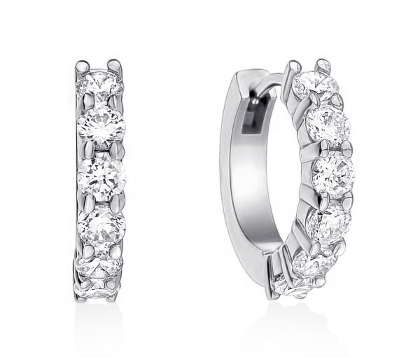 BOUCLES HUGGIES EN ACIER SERTIES DE CUBIQUES ZIRCONIAS - AZ ZWE09W - AREZZO