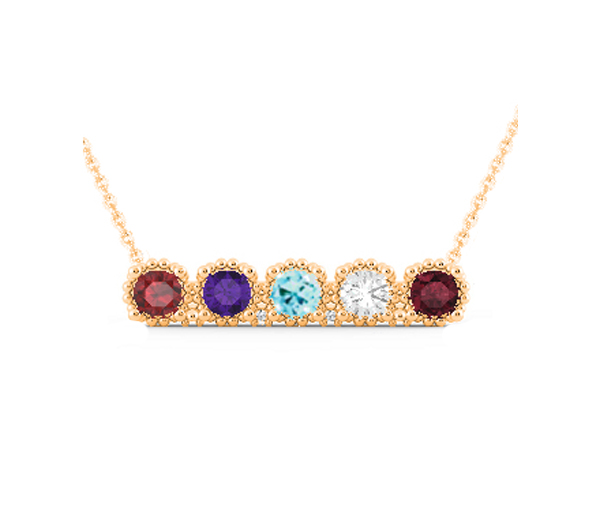 PENDENTIF FAMILIAL EN OR 10K SERTI DE 2 À 5 PIERRES VÉRITABLES - BH FG128PY - BEVERLY HILLS