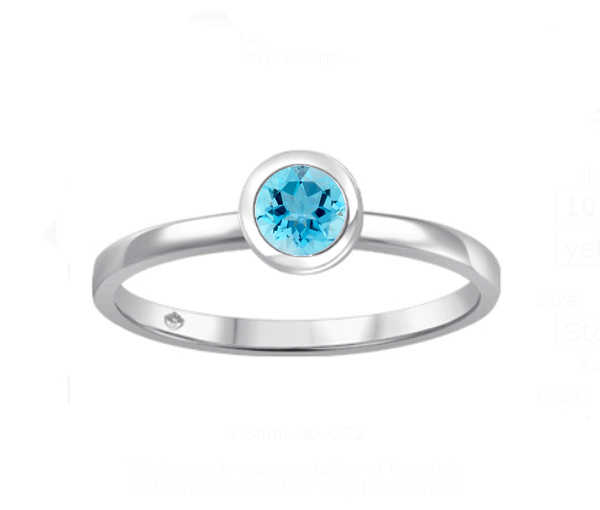 BAGUE EN OR AVEC UNE PIERRE DE NAISSANCE VÉRITABLE - BH JVJ3688WBT - BEVERLY HILLS