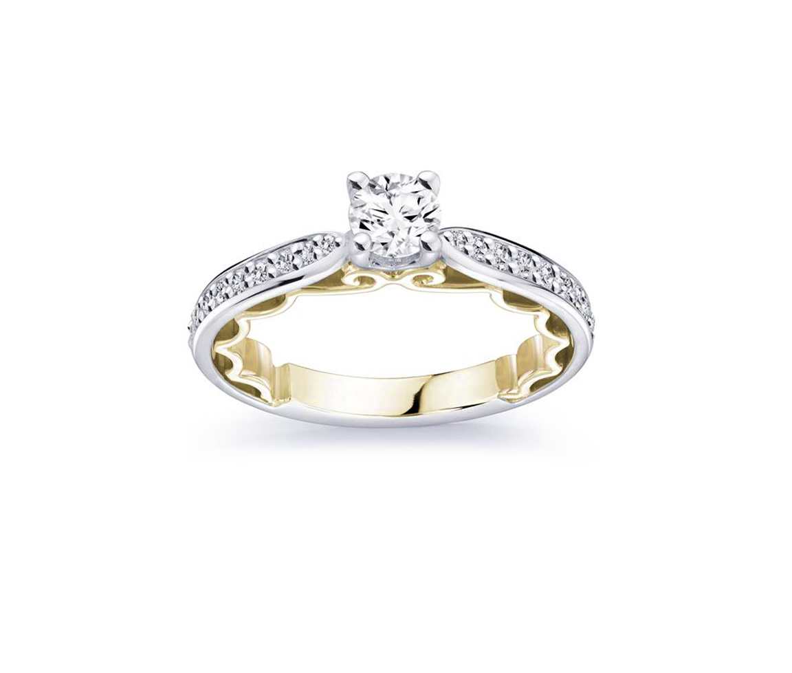 BAGUE EN OR 14K 2 TONS SERTIE DE DIAMANTS - ML FDC419AYLB - MALO 