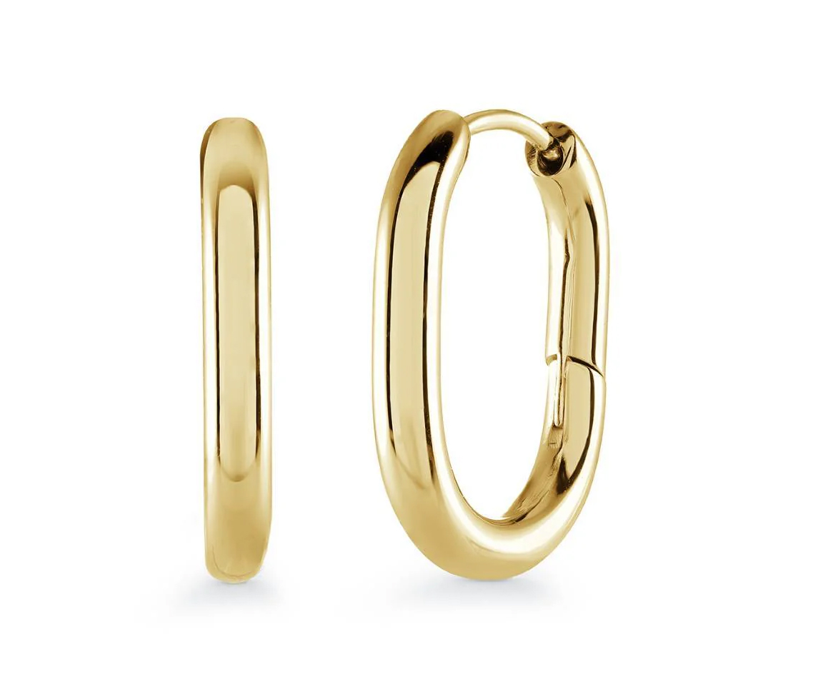 BOUCLES HUGGIES OVALES EN ACIER OU ACIER/PVD OR - IG SEA472GO - VELORIA